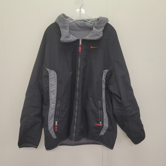 Nike Vintage Y2K Zip Up Reversible Fleece Hooded Jacket